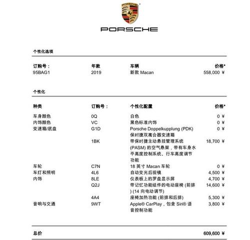 保时捷manca必要配置