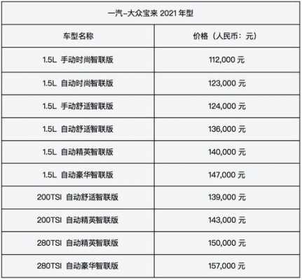 宝来2010款配置参数